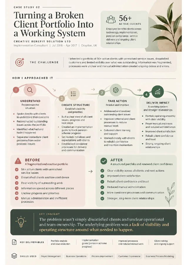 First-page preview of the original broken client portfolio case study